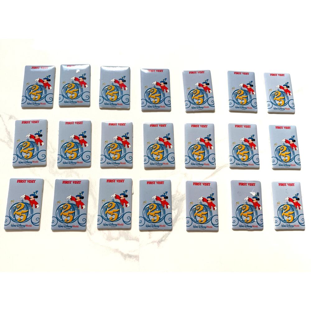 Vintage Walt Disney World First Visit Badge Lot 21 Sorcerer Mickey Disneyana WDW